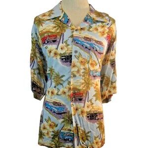 Mens Island Collection Floral Island Aloha Hawaiian SS Casual  Shirt sz XL